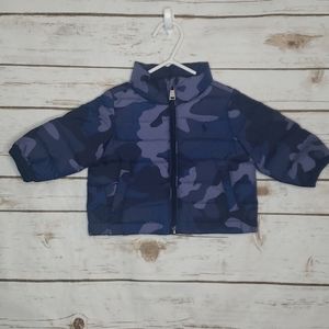 Ralph Lauren Blue Camo Puffer Jacket Size 3 Months